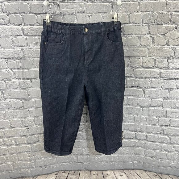 Denim & Co Cropped Capri Denim Jeans Size 12 New - Picture 2 of 9